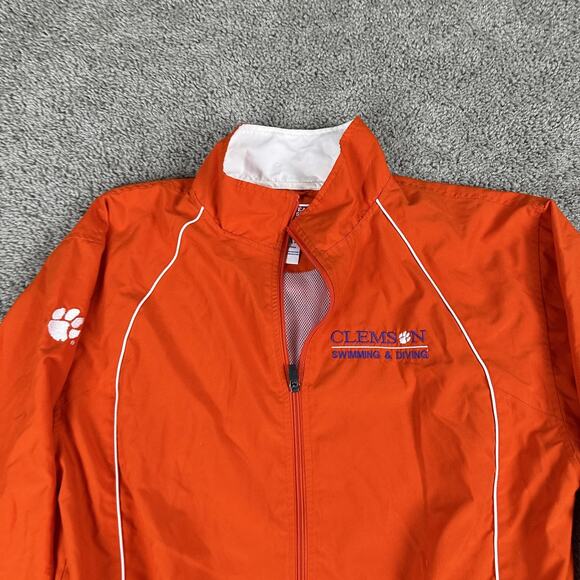 Clemson Tigers Jacket Mens Medium Orange NCAA College Swimming Zip Up Team Issue - Picture 3 of 11